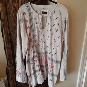 White and Black Embroidered Women's Top